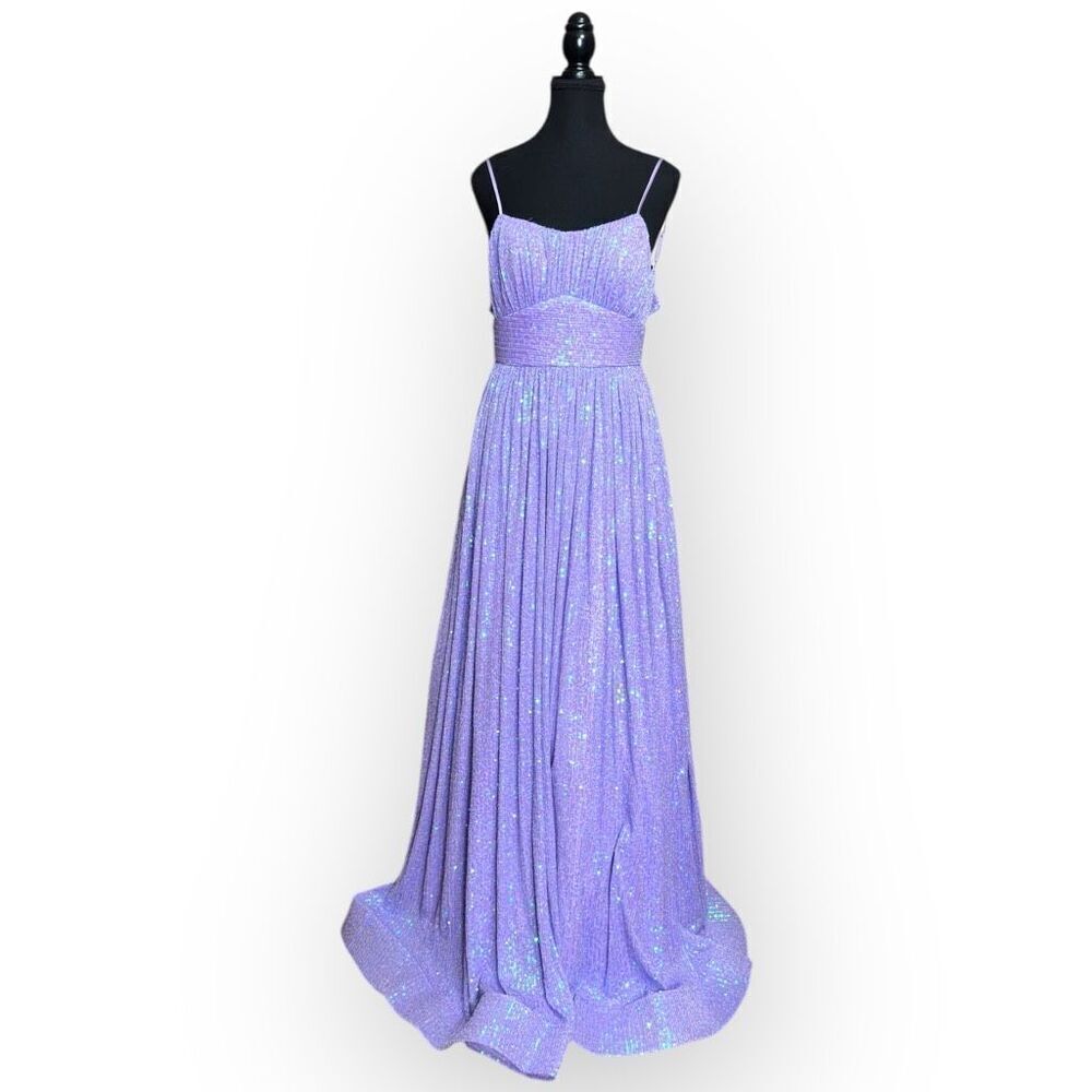 NWOT City Triangles Womens Shimmery Pleated Maxi Dress Lavender Size XS